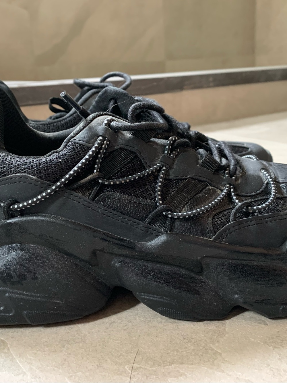 Steve Madden Black Chunky Lace-Up Sneakers